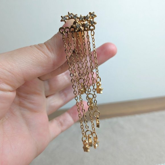 Celestial Golden Dangly Ear Jacket Earrings - Picture 16 of 16